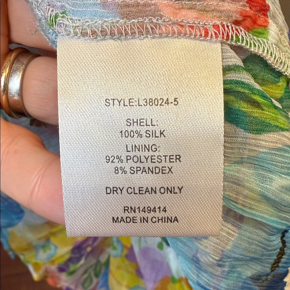 Johnny Was Silk Floral Mini Dress Boho Ruffle Hem Slip Lined Size M - Picture 6 of 8